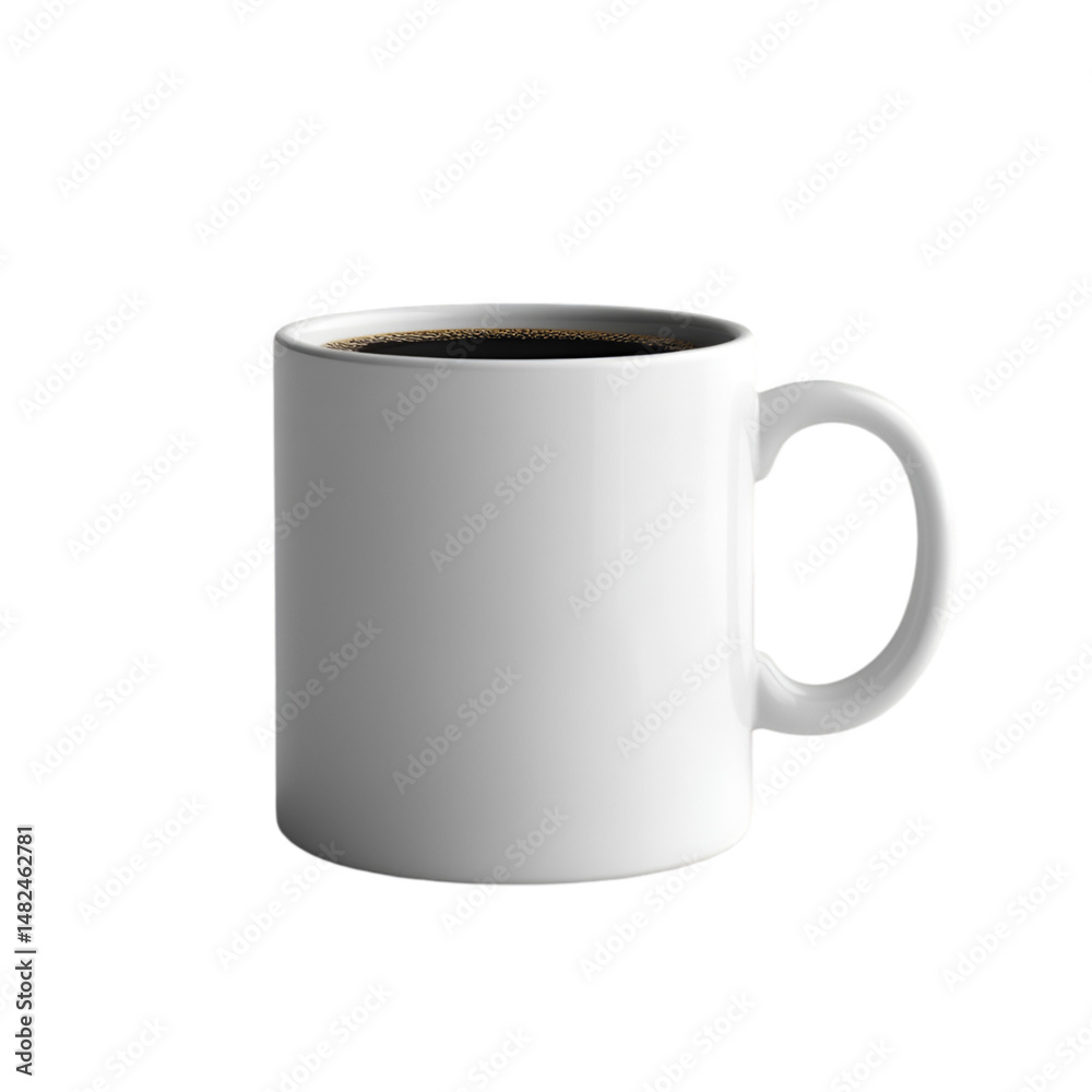 White mug filled with black coffee simple design White mug filled with black coffee simple design