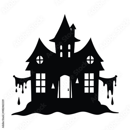 haunted house silhouette  slime on white