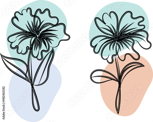 Vibrant Colorful Flower Design with Red Green Blue Yellow and Magenta Accents Created in Adobe Illustrator Featuring a Detailed Floral Illustration
