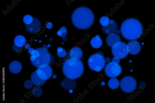 Monochrome bokeh background with soft white glowing circles on black backdrop. Elegant light blur effect for abstract, minimal, or digital vector design and overlays.