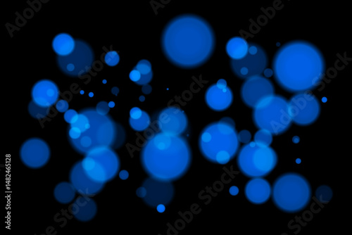 Monochrome bokeh background with soft white glowing circles on black backdrop. Elegant light blur effect for abstract, minimal, or digital vector design and overlays.