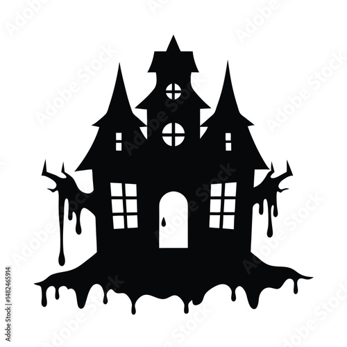 haunted house silhouette  slime on white