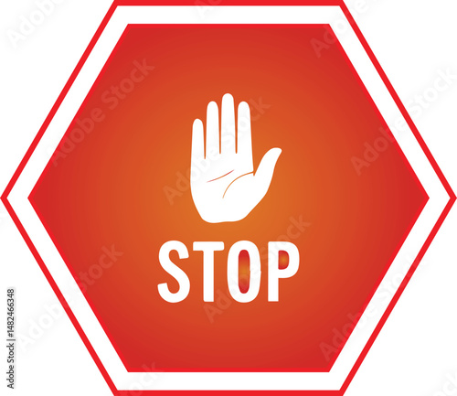 Red stop hand sign