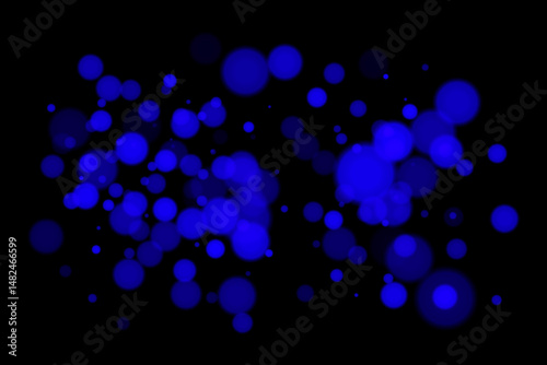 Monochrome bokeh lights on black background with soft glowing circles and smooth blur. Elegant vector overlay for digital, festive, or abstract design with minimal contrast.