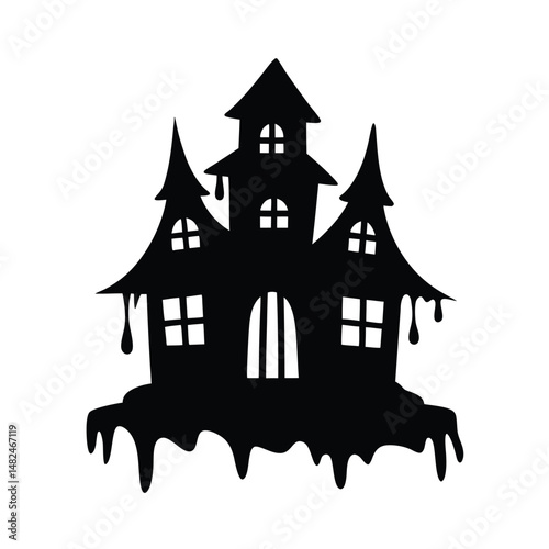 haunted house silhouette  slime on white