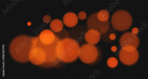 Color bokeh cloud with soft glowing circles and heavy blur on dark background. Abstract light overlay for elegant, minimal, or dreamy vector designs.