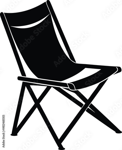 Camping chair silhouette, Camping chair Silhouette vector, Black Camping chair silhouette