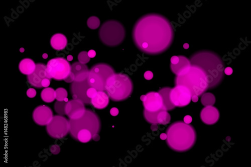 Minimal bokeh lights on black background with glowing circles and soft blur. Clean and elegant vector overlay for digital, abstract, or modern visual design.