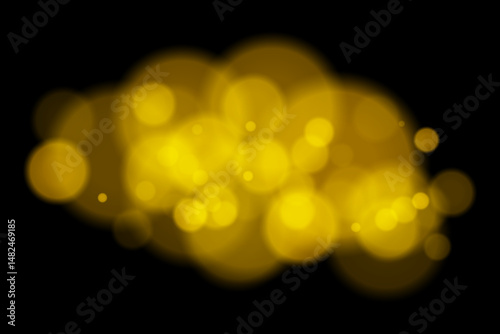 Color bokeh cloud with glowing soft circles on black background. Elegant light blur effect for abstract, dreamy, or minimal vector overlays and digital design.