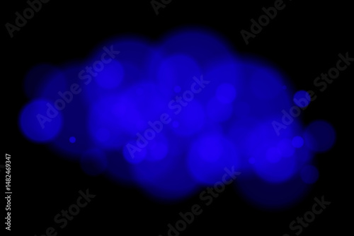 Color bokeh cloud with glowing soft circles on black background. Elegant light blur effect for abstract, dreamy, or minimal vector overlays and digital design.