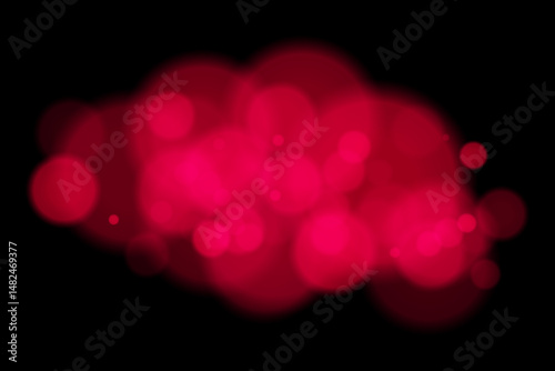 Color bokeh cloud with glowing soft circles on black background. Elegant light blur effect for abstract, dreamy, or minimal vector overlays and digital design.