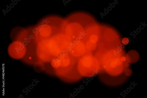 Color bokeh cloud with glowing soft circles on black background. Elegant light blur effect for abstract, dreamy, or minimal vector overlays and digital design.