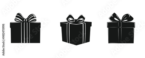 Gift box icon and vector with ribbon and bow. Isolated flat design for packaging, rewards, promotions, giveaways, branding, loyalty programs, ecommerce, and marketing visuals.
