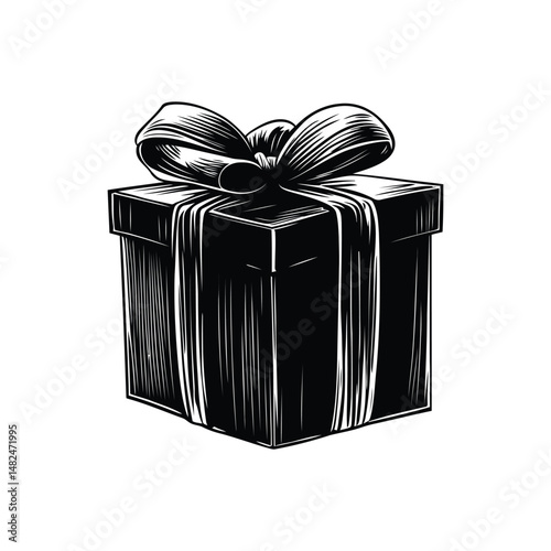 Gift box icon and vector with ribbon and bow. Isolated flat design for packaging, rewards, promotions, giveaways, branding, loyalty programs, ecommerce, and marketing visuals.