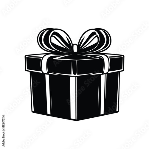 Gift box vector icon isolated on white background. Wrapped present with ribbon and bow, flat style illustration for packaging design, promotions, rewards, giveaways, marketing, and branding use.