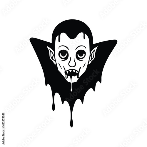 floating vampire head  slime on white