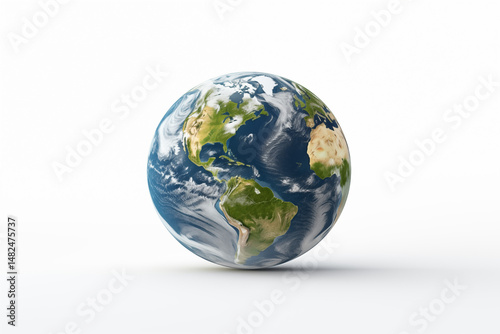  Image of Planet Earth on White Background – Isolated Globe for Educational, Environmental, and Scientific Use