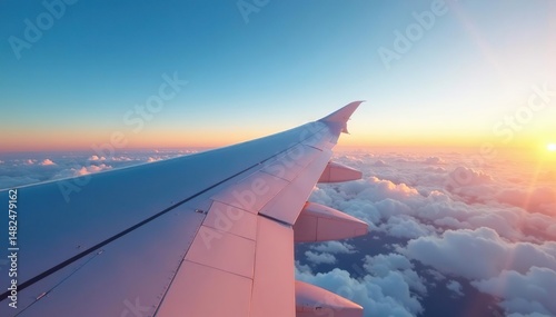 Wallpaper Mural Close-up of an airplane wing in flight, showcasing rivets and aerodynamic design , engineering, wingspan Torontodigital.ca