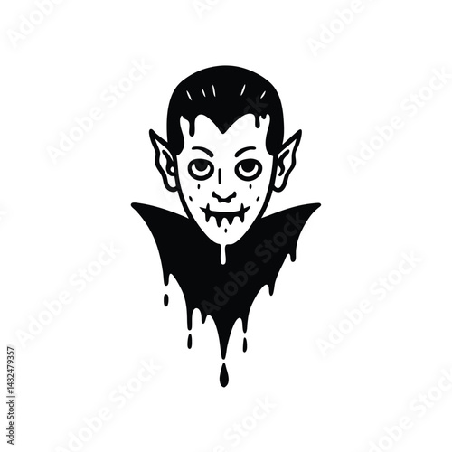 floating vampire head  slime on white