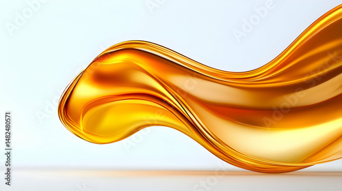 Abstract golden waves with elegant curves flow across an orange backdrop, showcasing a smooth, light texture in a vector illustration