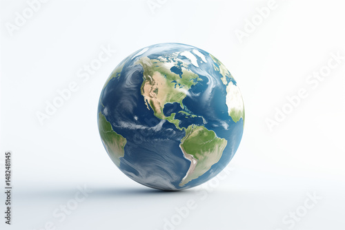  Image of Planet Earth on White Background – Isolated Globe for Educational, Environmental, and Scientific Use