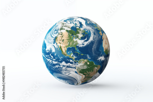  Image of Planet Earth on White Background – Isolated Globe for Educational, Environmental, and Scientific Use