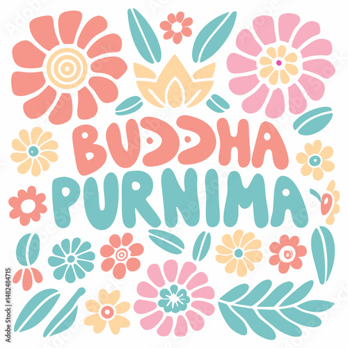 Buddha Purnima Floral Celebration Illustration