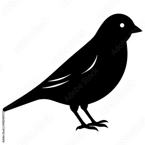 Canary Bird Silhouette Vector Isolated On White