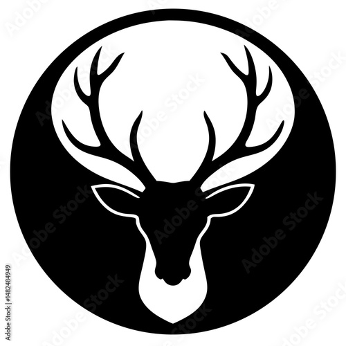 Deer Head Silhouette in Circle Icon Design