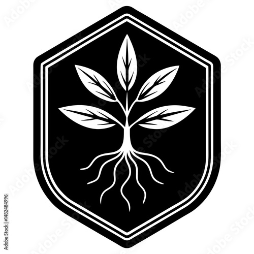 Coffee Seedling Growing Roots Badge Icon