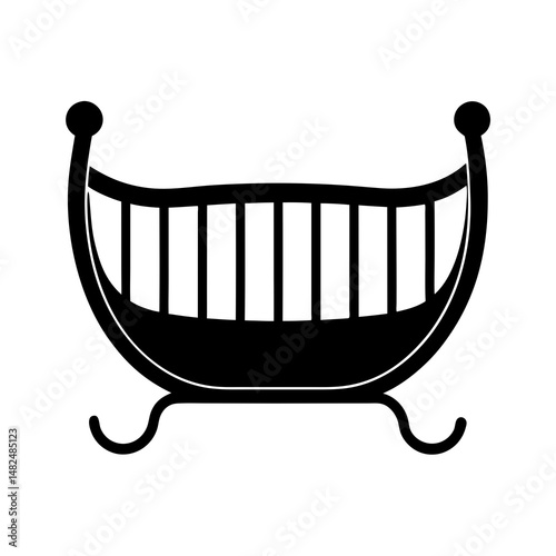 Cradle Icon Vector: Flat, Clean, Isolated Baby Bed