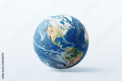  Image of Planet Earth on White Background – Isolated Globe for Educational, Environmental, and Scientific Use