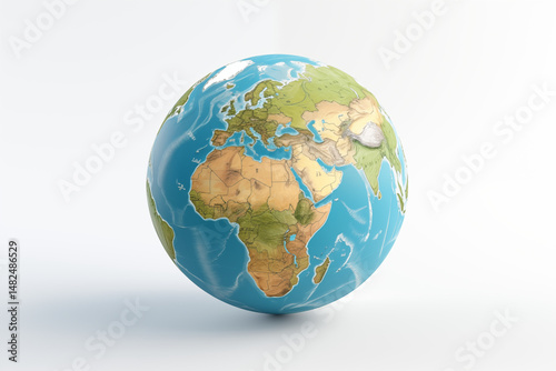  Image of Planet Earth on White Background – Isolated Globe for Educational, Environmental, and Scientific Use