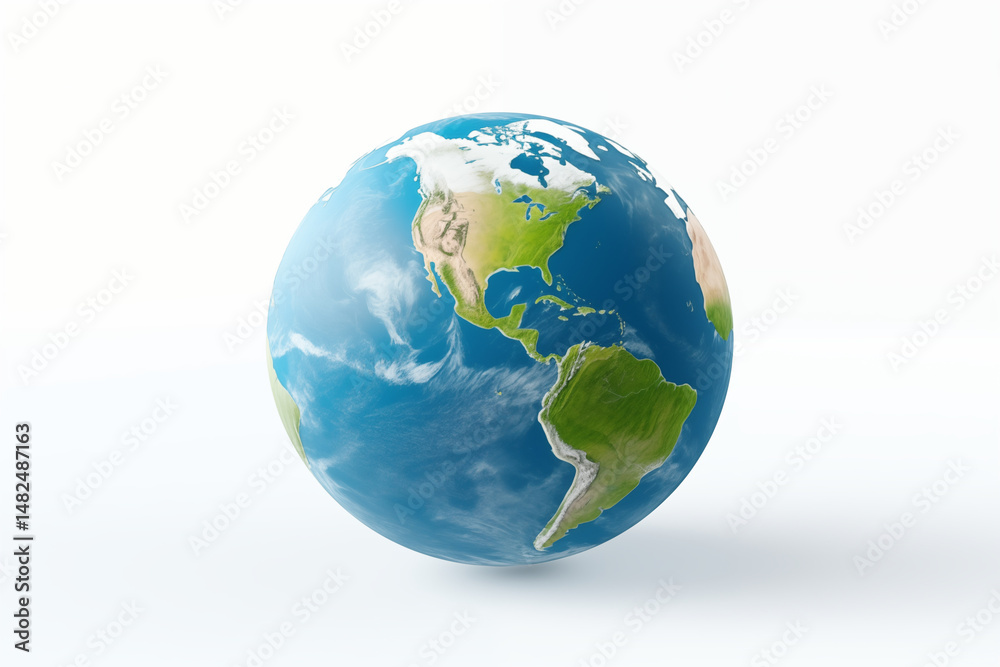 Fototapeta premium Image of Planet Earth on White Background – Isolated Globe for Educational, Environmental, and Scientific Use