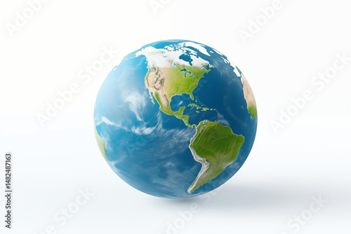  Image of Planet Earth on White Background – Isolated Globe for Educational, Environmental, and Scientific Use