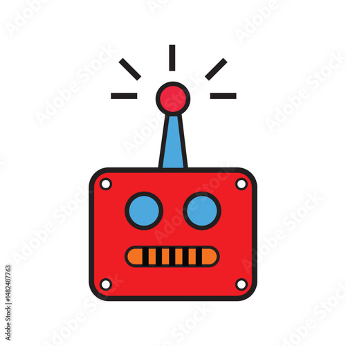 Robot Face Icon, Artificial Intelligence robot chat bot icon, chatbot, AI chatbot, radio, robot face with antena