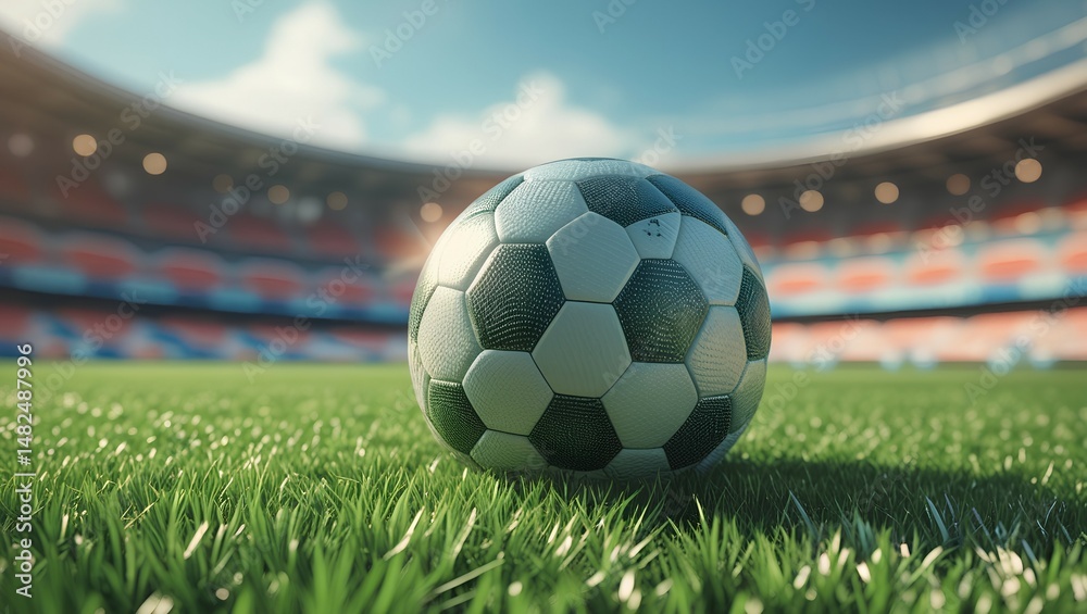 Naklejka premium ball in the stadium, ball on the football field, ball in the grass