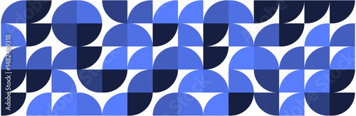 Geometric seamless pattern with rounded abstract shapes in blue tones for backgrounds and modern design projects.