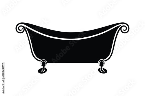 Silhouette art illustration of a clawfoot bathtub.eps