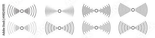 Set of wave signal, radar icon. Wi fi connection, sonar sound waves icon set