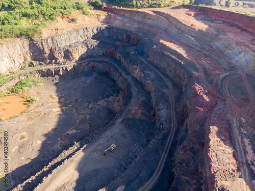 Aerial view of hole in stone miner