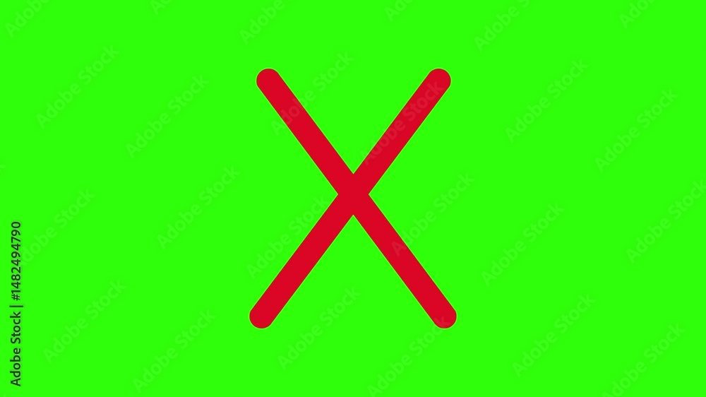 cross mark animation green background, Wrong icon 4k Motion graphic, Red X letter, crossed lines, denial concept, incorrect cross symbol, red cross mark animation 4k. Prohibition. Error icon. cross mark animation green background, Wrong icon 4k Motion graphic, Red X letter, crossed lines, denial concept, incorrect cross symbol, red cross mark animation 4k. Prohibition. Error icon.