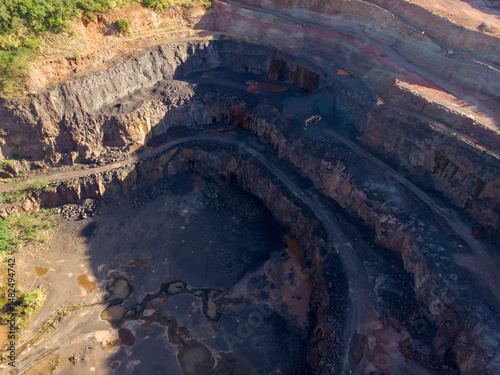 Aerial view of hole in stone miner