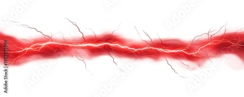 Red electricity isolated on transparent background. 