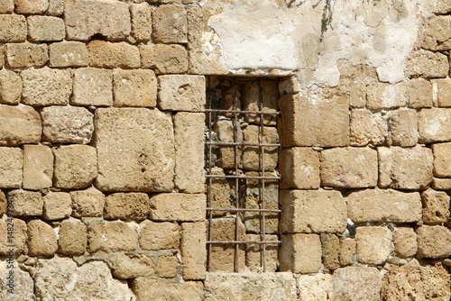 Ruins of old houses in the center of a big city
