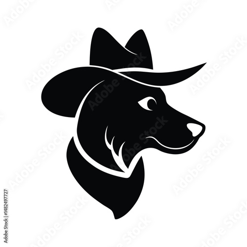 dog head with cowboy hat silhouette