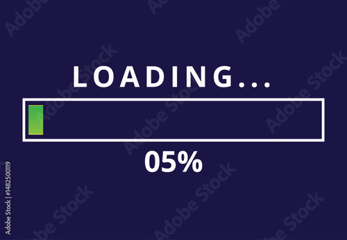 Vector illustration of loading bar for websites and graphic resources, 05% loaded loading bar.