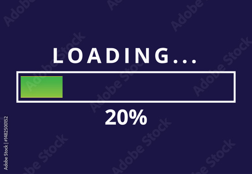 Vector illustration of loading bar for websites and graphic resources, 20% loaded loading bar.