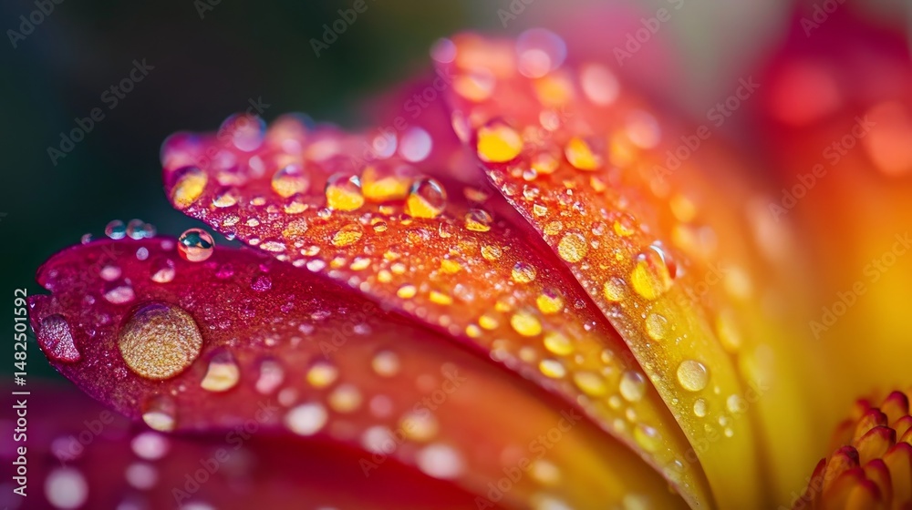 A vibrant 4K macro shot of dewdrops on a flower petal A vibrant 4K macro shot of dewdrops on a flower petal