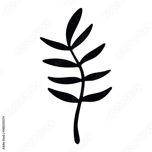 Elegant silhouette leaf icon, designed in casual sketch style for contemporary branding, eco packaging, and natural product tags